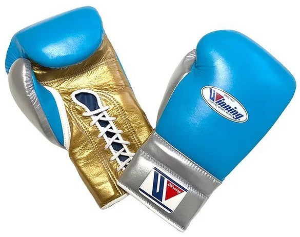 Winning Lace-up Boxing Gloves - Sky Blue